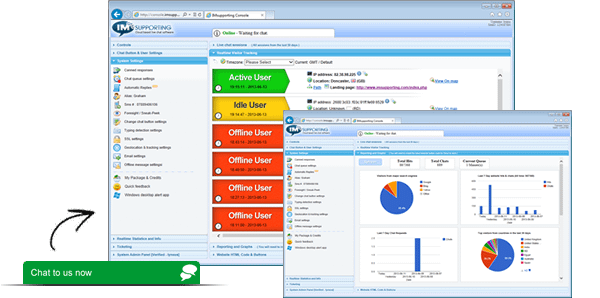 A screenshot of the imsupporting live chat software